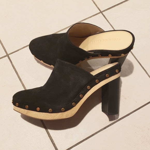 Veronica Beard Black Suede Mules Size 8.5M - Picture 2 of 4